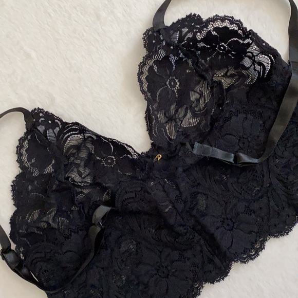 {VTG} Andrea Kristoff for Escanté | Lace Triangle Longline Bralette Bra 543 (L) - Picture 15 of 16